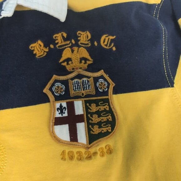 Polo Ralph Lauren Navy Yellow Stripe Rugby Shirt Boys Size XL - Picture 3 of 8